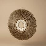 miroir mural coquillages fibres naturelles décoration murale artisanale