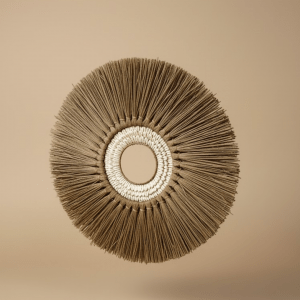 miroir mural coquillages fibres naturelles décoration murale artisanale