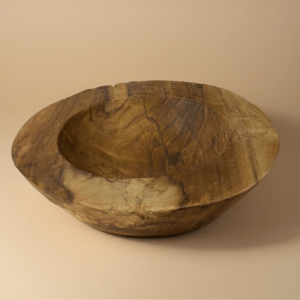 Home 1 bol à fruits en bois de teck verni coupe artisanale naturelle