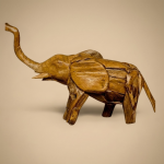 Éléphant Sculpté en Teck Massif (223)